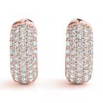 Huggie Round Diamond Pave Earrings Hoops 14k Rose Gold (0.84ct)