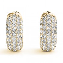 Huggie Round Diamond Pave Earrings Hoops 14k Yellow Gold (0.84ct)