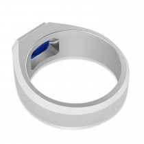 Blue Sapphire Solitaire Men's Engagement Ring 14k White Gold (2.50ct)