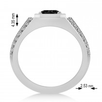 Black & White Diamond Accented Men's Engagement Ring 14k White Gold (2.06ct)
