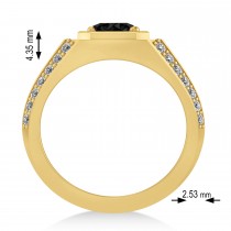 Black & White Diamond Accented Men's Engagement Ring 14k Yellow Gold (2.06ct)
