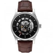 Caravelle Men's Automatic Collection Brown Leather Strap Watch