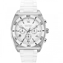 Caravelle Men's Black & White Collection Stainless Steel Chronograph Watch