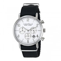Caravelle Men's Black & White Collection Chronograph Nylon Band Watch