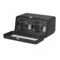 WOLF Windsor Double Dual Watch Winder w/ Cover in Black