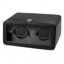WOLF Windsor Double Dual Watch Winder w/ Cover in Black