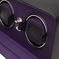 WOLF Windsor Double Dual Watch Winder w/ Cover in Black/Purple