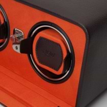 WOLF Windsor Double Dual Watch Winder w/ Cover in Brown/Orange