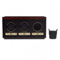 WOLF Meridian Men's Triple Watch Winder Box Wood Veneer for Home/Travel in 3 Colors