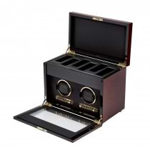 WOLF Savoy Men's Double Watch Winder & Storage Box Glass Cover Key Lock 2 Colors