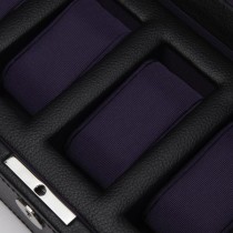 WOLF Windsor Five Piece Watch Box in Black/Purple Faux Leather