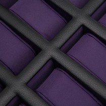 WOLF Windsor Ten Piece Watch Box in Black/Purple Faux Leather