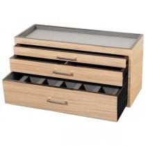 WOLF Meridian Wooden Modular 3 Drawer Dresser Valet & Watch Storage Box in 3 Colors