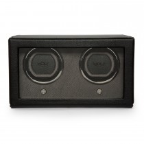 WOLF Double Cub Watch Winder w/ Cover in Black Faux Leather