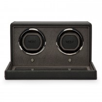 WOLF Double Cub Watch Winder w/ Cover in Black Faux Leather