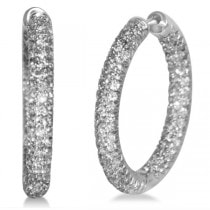 Diamond Accented Hoops Earrings in 14k White Gold (1.75ct)