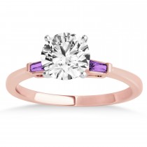 Tapered Baguette 3-Stone Amethyst Engagement Ring 18k Rose Gold (0.10ct)