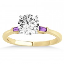 Tapered Baguette 3-Stone Amethyst Engagement Ring 18k Yellow Gold (0.10ct)