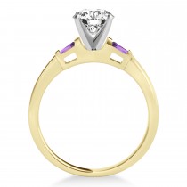 Tapered Baguette 3-Stone Amethyst Engagement Ring 18k Yellow Gold (0.10ct)
