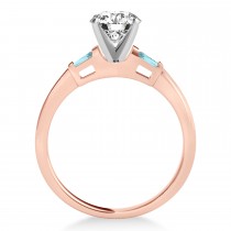 Tapered Baguette 3-Stone Aquamarine Engagement Ring 14k Rose Gold (0.10ct)