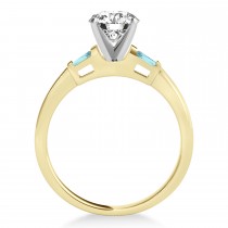 Tapered Baguette 3-Stone Aquamarine Engagement Ring 14k Yellow Gold (0.10ct)