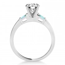 Tapered Baguette 3-Stone Aquamarine Engagement Ring 18k White Gold (0.10ct)