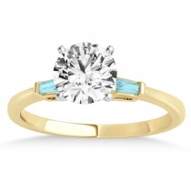 Tapered Baguette 3-Stone Aquamarine Engagement Ring 18k Yellow Gold (0.10ct)