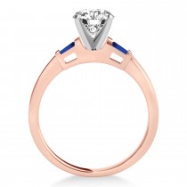 Tapered Baguette 3-Stone Blue Sapphire Engagement Ring 14k Rose Gold (0.10ct)