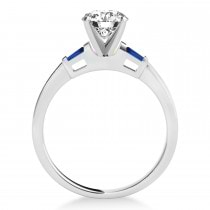 Tapered Baguette 3-Stone Blue Sapphire Engagement Ring 14k White Gold (0.10ct)