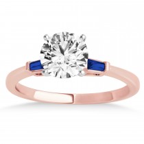 Tapered Baguette 3-Stone Blue Sapphire Engagement Ring 18k Rose Gold (0.10ct)