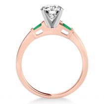 Tapered Baguette 3-Stone Emerald Engagement Ring 14k Rose Gold (0.10ct)