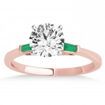 Tapered Baguette 3-Stone Emerald Engagement Ring 18k Rose Gold (0.10ct)