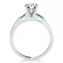 Tapered Baguette 3-Stone Emerald Engagement Ring 18k White Gold (0.10ct)