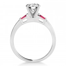 Tapered Baguette 3-Stone Ruby Engagement Ring 14k White Gold (0.10ct)