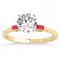 Tapered Baguette 3-Stone Ruby Engagement Ring 18k Yellow Gold (0.10ct)