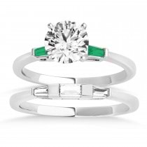 Tapered Baguette 3-Stone Emerald Bridal Set Platinum (0.30ct)