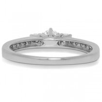 3 Stone Diamond Engagement Ring & Band Bridal Set 14K White Gold 0.52ct