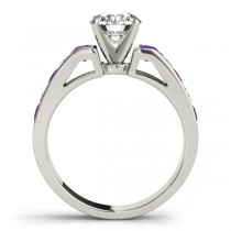 Diamond and Amethyst Accented Engagement Ring 14k White Gold 1.00ct