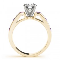 Diamond and Amethyst Accented Engagement Ring 14k Yellow Gold 1.00ct