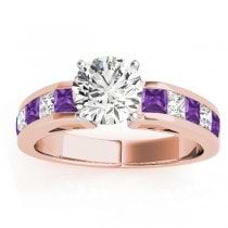 Diamond and Amethyst Accented Engagement Ring 18k Rose Gold 1.00ct