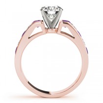 Diamond and Amethyst Accented Engagement Ring 18k Rose Gold 1.00ct