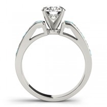 Diamond and Aquamarine Accented Engagement Ring 14k White Gold 1.00ct