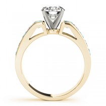 Diamond and Aquamarine Accented Engagement Ring 14k Yellow Gold 1.00ct