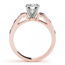 Diamond & Blue Sapphire Accents Engagement Ring 14k Rose Gold 1.00ct