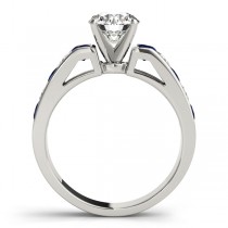 Diamond & Blue Sapphire Accents Engagement Ring Palladium 1.00ct