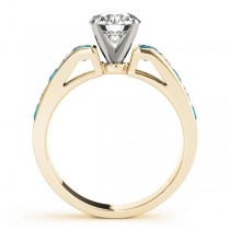 Diamond and Blue Topaz Accented Engagement Ring 14k Yellow Gold 1.00ct