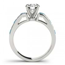 Diamond and Blue Topaz Accented Engagement Ring Palladium 1.00ct