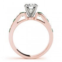 Diamond and Emerald Accented Engagement Ring 18k Rose Gold 1.00ct