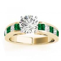 Diamond and Emerald Accented Engagement Ring 18k Yellow Gold 1.00ct