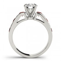 Diamond and Garnet Accented Engagement Ring 14k White Gold 1.00ct